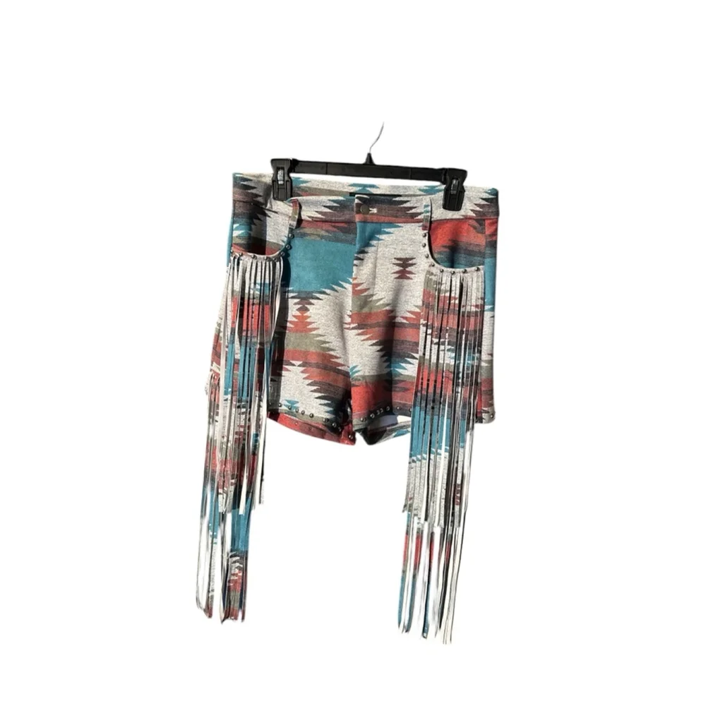 Lucky & Blessed Multicolor Jean Shorts - Picture 3 of 4